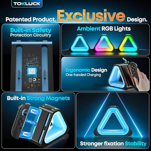 Tokluck Ladestation für 2025 Nintendo Joy Con 2, Schnelle Switch 2 Joy Con Magnetische Ladestation mit 7 Lichtmodi, Erweiterte Controller Ladegerät für Nintendo Switch 2 Zubehör thumbnail 2