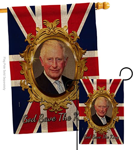 King Charles III Banner Burlap Wall Decor Room Patio Porch Garden Flag Outdoor…