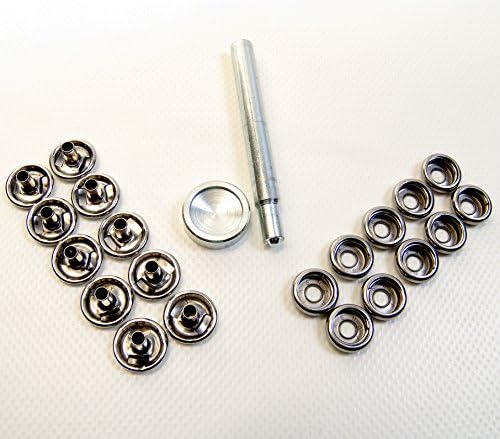 Stainless Steel Snap Cap with 1/4" Long Post for Thick Fabric or Carpet, 3/8" Socket & Snap Setting Tool
