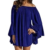 ZANZEA Women's Sexy Off Shoulder Chiffon Boho Ruffle Sleeve Blouse Mini Dress
