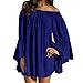 ZANZEA Women's Sexy Off Shoulder Chiffon Lace Ruffle Sleeve Blouse Mini Dress