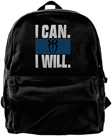 VCARETF Canvas Backpacks Roman Reigns I Can I Will Logo Canvas Backpack Travel Rucksack Backpack Daypack Knapsack Laptop Shoulder Bag