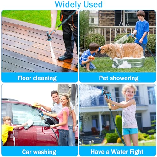 30 m Expandable Garden Hose with 1/2 Inch and 3/4 Inch Adapter, 10 Functions Spray Gun, Bracket, Garden Irrigation, Cleaning Gardening, Car Washing