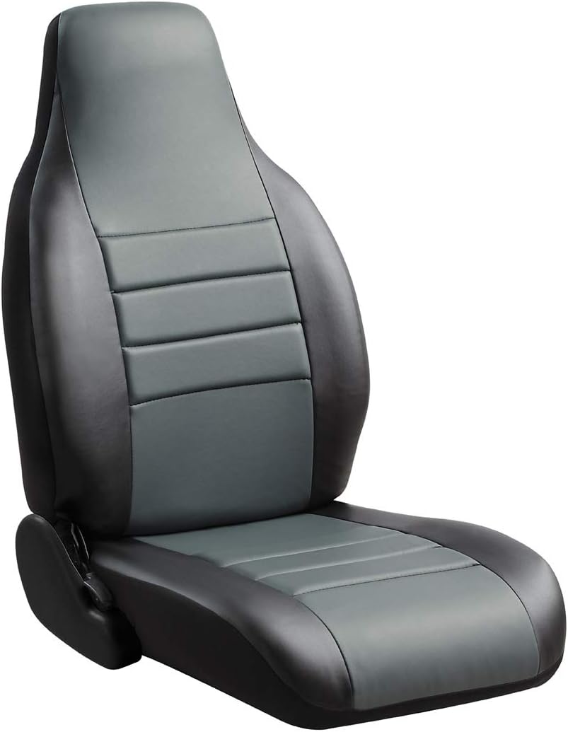 FIA SL62-85 GRAY Custom Fit Rear Seat Cover Split Seat 60/40 - Leatherette, (Black w/Gray Center Panel))