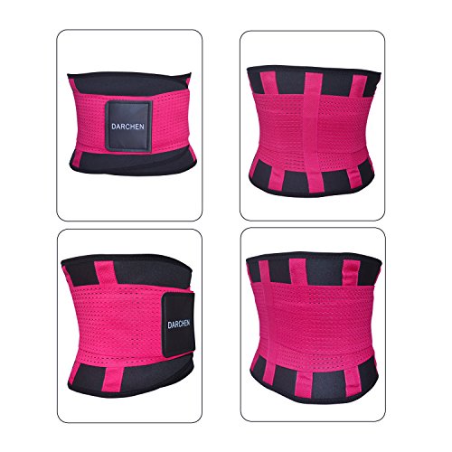 DARCHEN Lumbar Support Belt with Dual Adjustable Straps and 4 Stabilizing Bones Post Operative or Surgical Abdominal Binder Posture Corrector Back Brace for Women Men Rose Red Size M - Thumbnail 6