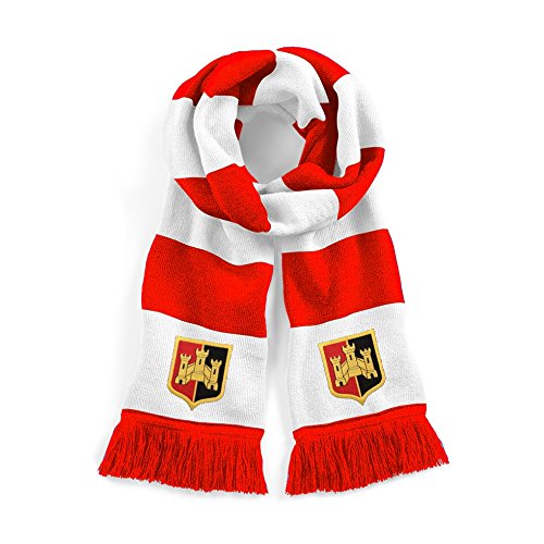 Retro Exeter 1950s Traditional Red/White Football Scarf Embroidered Logo