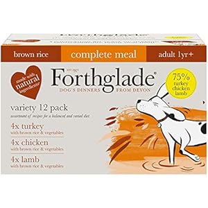Forthglade Complete Natural Wet Dog Food - Brown Rice & Vegetables Variety Pack (12 x 395 g) Trays - 4 x Turkey, 4 x…