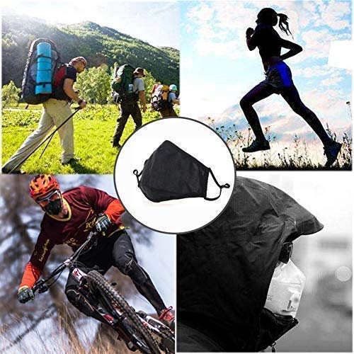 Cotton Mask for Face Black Set Anti Dust Large Unisex Face Washable Mouth with Filters Organic Design Pack Korean Sports Running N95/99 Filters Cycling Outdoor Activated Carbon Pollution Pollen Dust