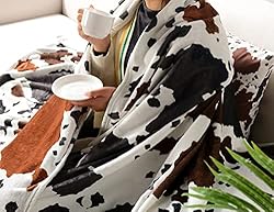 WIBUE Cow Throw Blanket 60"x50" with 2 Pcs Pillow