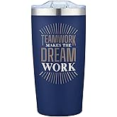 IMPRINTS ONLINE I Teamwork Makes The Dream Work Stainless Steel Tumbler / 20 Oz Navy Blue Metal Travel Mug/Motivational Full Color Cup For Employee Coworker Recognition