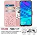 Teebo Wallet Case for Huawei P Smart 2019/Honor 10 lite, 3 Card Holder Embossed Butterfly Flower PU Leather Magnetic Flip Cover for Huawei P Smart 2019/Honor 10 Lite(Rose Gold)