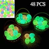 48 Pieces Glow in the Dark 2 3/8” Easter Eggs for Filling Specific Treats, Easter Glow Theme Party Favor, Easter Eggs Hunt, Basket Stuffers Filler, Classroom Prize, Party Favor Supplies by Joy