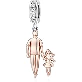 PROESS Father Mother Daughter Charm fit Charms Bracelet Sterling Silver Charms for Bracelets Birthday Valentines Day Gifts for Daughter Mother Lover