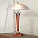 Walnut And Nickel Deco Dome Table Lamp