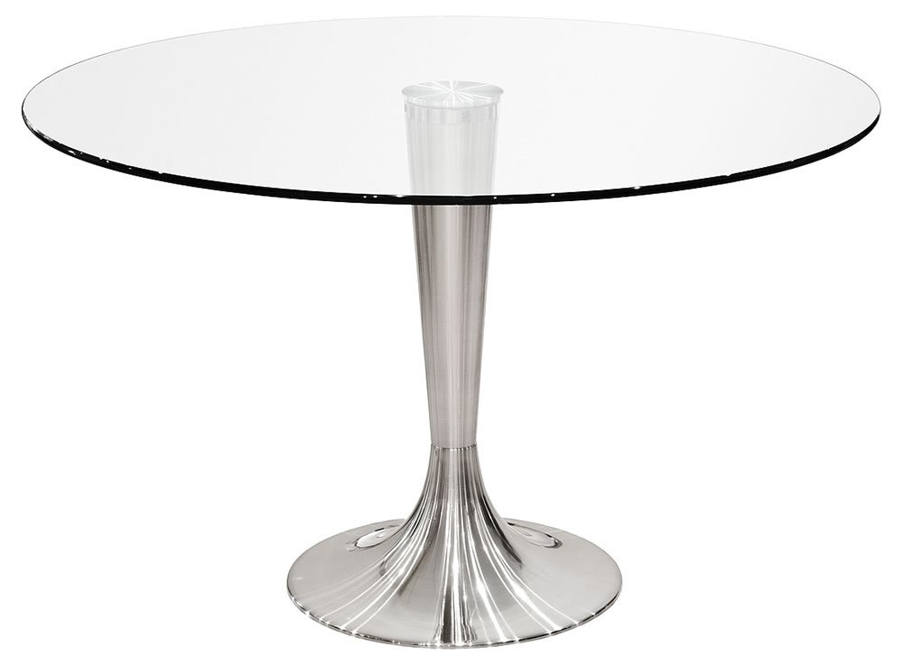 Minn large 120cm round clear glass top round dining table modern and