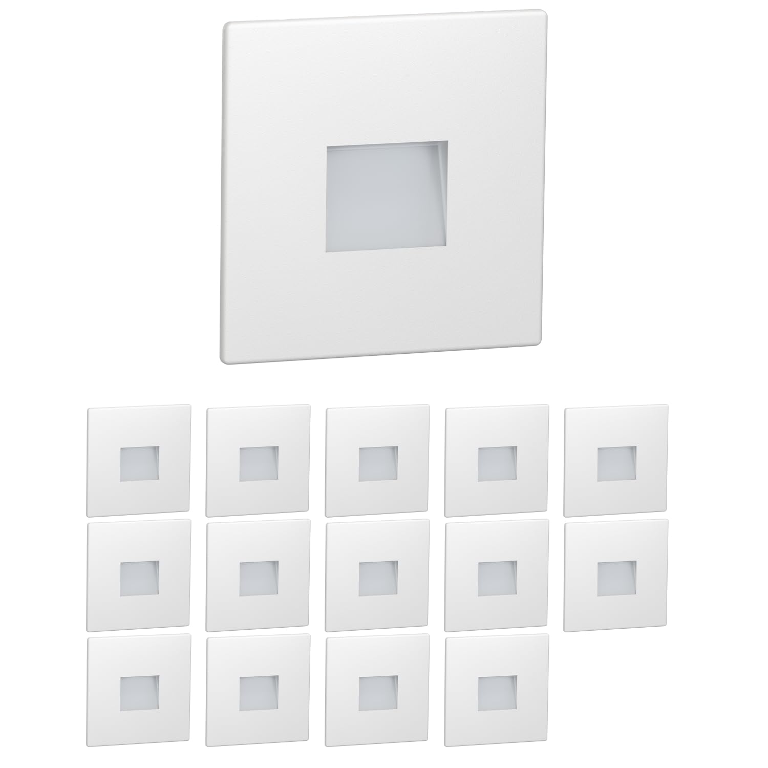 ledscom.de 15 LED Staircase Light/recessed wall Light FOW for Indoors and Outdoors, Downlight, Angular, 85 x 85mm, Warm White