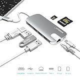 KODLIX GN30H USB-C Hub Type-C Adapter with PD Charging, 4K HDMI @30Hz/ 1000M Ethernet/ 3 USB 3.0 Ports/ TF SD Card Reader for Macbook (Pro), Google Chromebook 2016