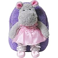 Kreative Kids 8250 Lavender Ballet Hippo Plush Backpack Detachable Stuffed Toy Hippo Tutu