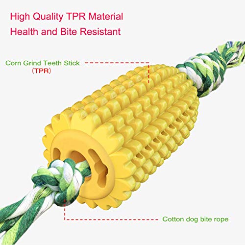 Jokohub Dog Chew Toys, Corn Shape Indestructible Tough Durable Dog Toothbrush Toys Interactive Dog Toy for Aggresive Chewers Dog Dental Teeth Cleaning