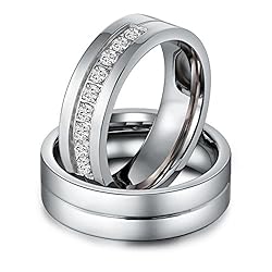 Aeici Stainless Steel Wedding Rings Set Engraved I