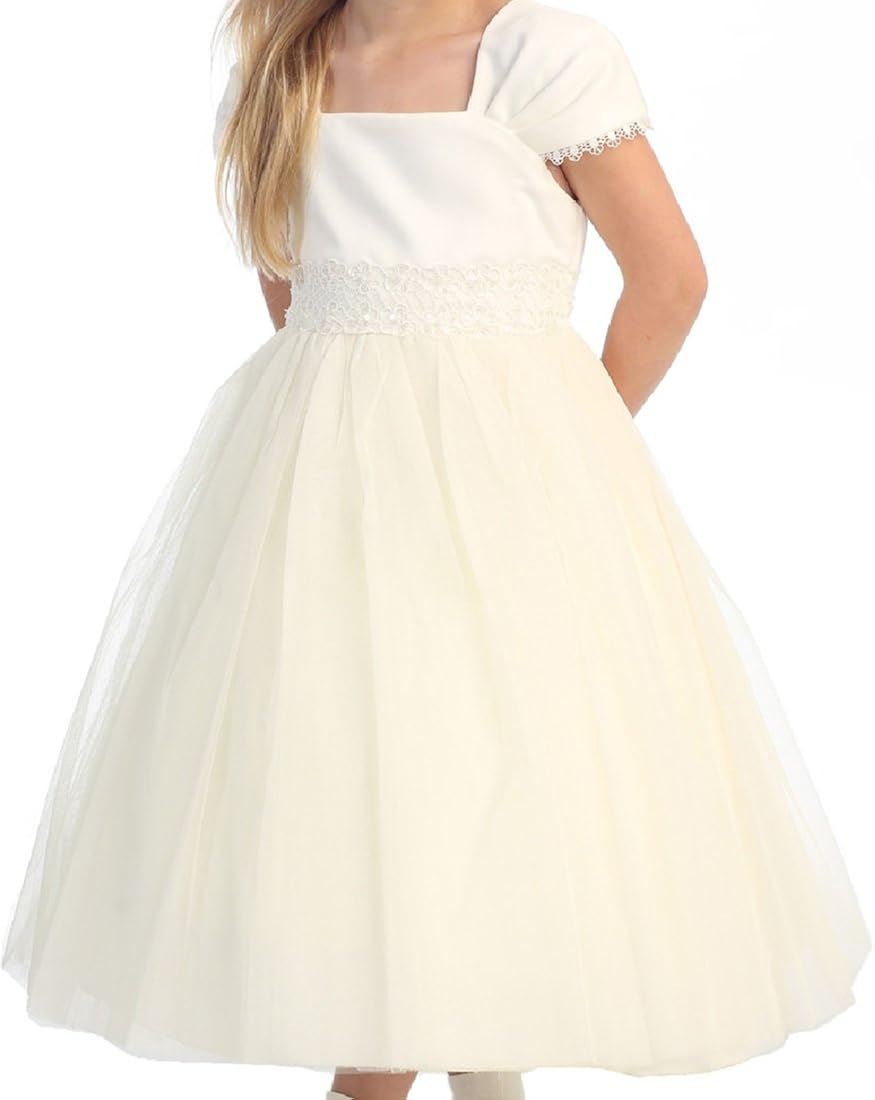 white flower girl dress size 16