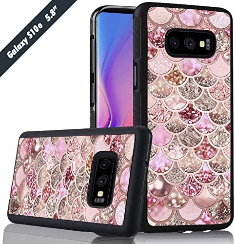 Pink Bling Mermaid Scale Art Phone Case Samsung Galaxy S10e Cover Shockproof Anti-Skid Tired Tread Protective Case for Samsung Galaxy S10e