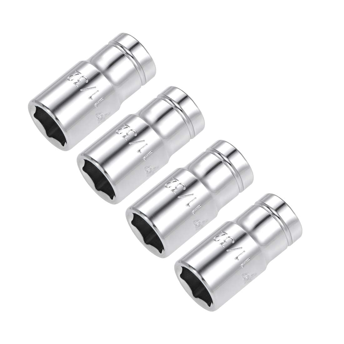 TOP-VIGOR 4Pcs 1/4-inch Drive 11/32-inch 6-Point Shallow Socket, Cr-V Drive Socket for Auto Repairing and Household