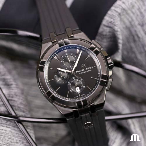 Maurice-Lacroix-Herren-analog-Schweizer-Quarzwerk-Uhr-mit-Gummi-Armband-AI1018-PVB01-333-1