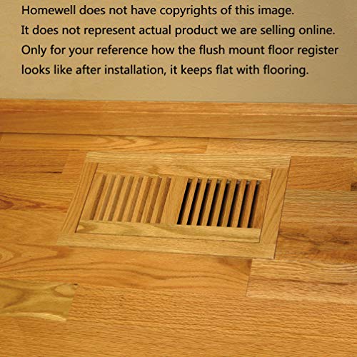 Homewell White Oak Wood Floor Register, Flush Mount Vent with Damper