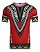COOFANDY Mens African Print Shirt Dashiki Fashion Short Sleeve T Shirts Top Tee, Red, Small