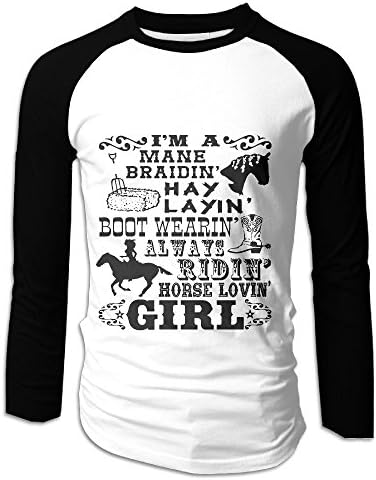Horse Loving Girl Horseback Riding Poem Crew Neck Long Sleeve Raglan T-Shirt Graphic Tee For Men