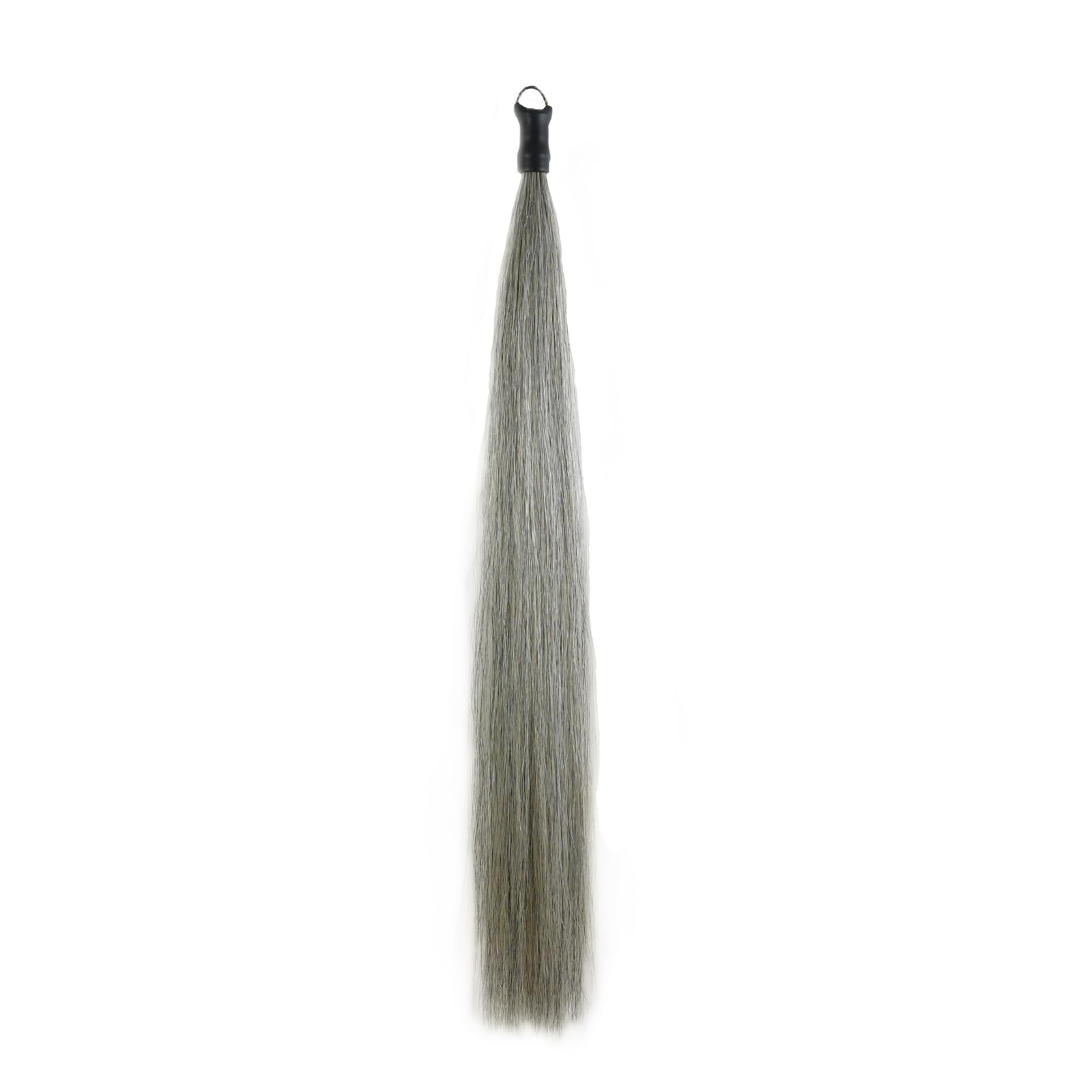 Photo 1 of YAKUST Horse Tail Extension with Braided Horsehair Loop, Blunt Cut Bottom, 3/8 lb, 28-30 inches (Medium gray)