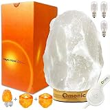 Amazon Com Omonic White Himalayan Salt Lamp Night Light Lights Crystal Hand Carved Hymalain Rock Table Lamps 5 8 Lbs 6 10 Thailand Rubberplatinum Base Dimmable Touch Switch Control 3 Bulbs Included Tools Home Improvement 