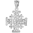 SURANO DESIGN JEWELRY Sterling Silver Jerusalem Cross Charm/Pendant, Made in USA, Italian Box Chain