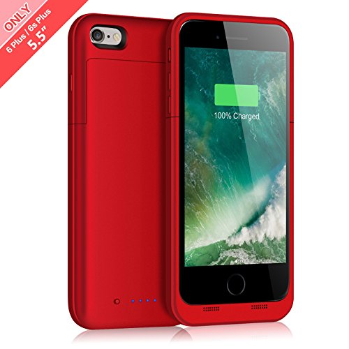 iPhone 6 Plus 6S Plus Battery Case 6800mAh Capacity Extended Battery Power Charger for iPhone 6 Plus 6S Plus 4 LED Indication Ultra Slim Portable Charging Cover - Red