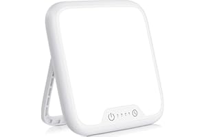 AJVV Light Therapy Lamp, UV-Free 10000 Lux Therapy Light, Touch Control Sun Lamp with Adjustable Brightness and Memory & Timer Function, Large Surface 90° Rotatable Stand Light Therapy Box for a Happy Mood