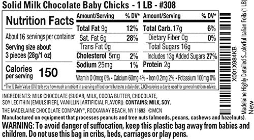 Madelaine Solid Premium Milk Chocolate Easter Baby Chicks Wrapped In Colorful Italian Foils (1 LB)
