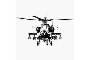 LAD STUDIO AH-64 Apache Helicopter Window Bumper Sticker Decal 5"