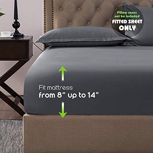 COSMOPLUS Fitted Sheet Twin Fitted Sheet Only（No Flat Sheet or Pillow Shams）,4 Way Stretch Micro-Knit,Snug Fit,Wrinkle Free,for Standard Mattress and Air Bed Mattress from 8" Up to 10",Gray - Thumbnail 4