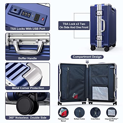 SOMODE Airline Approved Carry On Luggage with Spinner Wheels,Aluminum