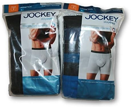 Classic 6-Pairs Stay Cool Midway Briefs by Jockey (Large) Multi-Color Brief Underwear (Black, Blues)