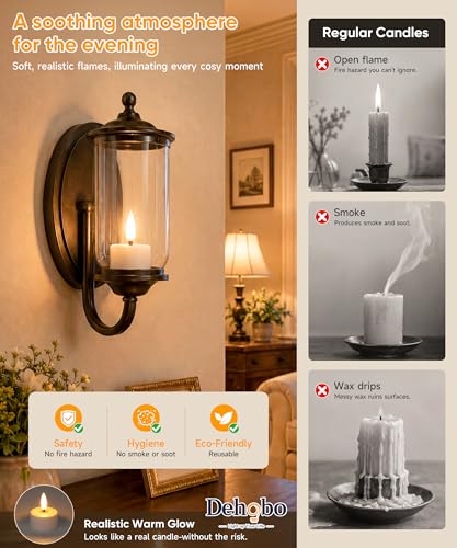Dehobo Rechargeable LED Tea Light Candles Birthday Decoration 6 Pieces – Decorative Flame-Effect Candles with Charging Base More than 50 ~ 110 Hours – Flameless Candles for Party Home Living Room
