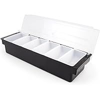 Bar Top Food & Condiment Dispenser - 6 Tray Plastic Garnish Station with Lid for Bartending & Serving Taco, Ice Cream…