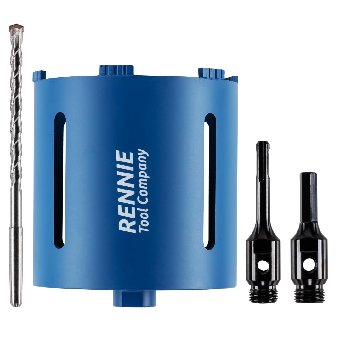 Rennie Tool Company 152mm x 150mm Long Diamond Core Drill Bit Set Includes SDS Adapter, Hex Shank Adapter & Centre Bit. To Be Used In Concrete Masonry Brick Block Stone Granite Accessories — image 1