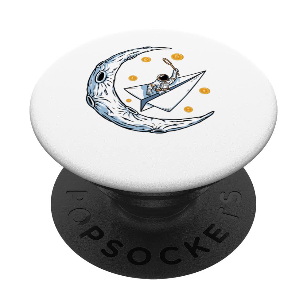 Astronaut Stars Space Man Catching Crypto Bitcoin PopSockets Swappable PopGrip