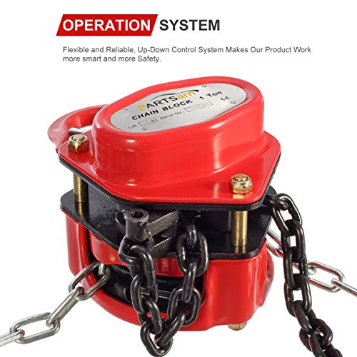 Partsam 2200LBS Capacity 10FT Lifting Manual Chain Block Hoist Come Along 1 TON Heavy Duty Hooks Commercial Grade Steel - Image 5