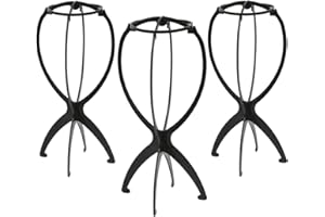 3 Pack Black Wig Stands 14.2 Inch Wig Holder Portable Travel Dryer Wig Head Stand