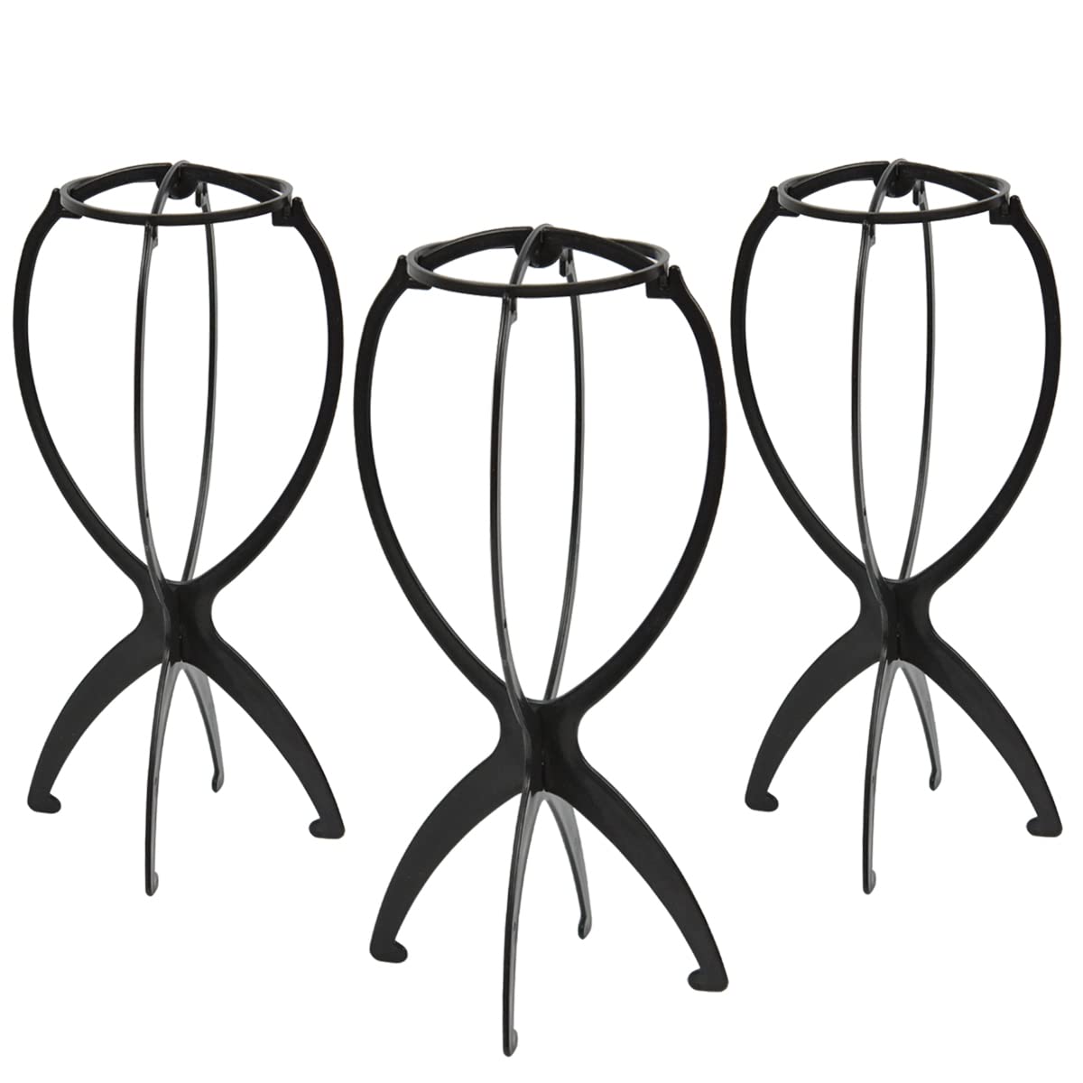 YTBYT Folding Wig Stands Portable Display Stands for Display of Wig Styling (Black)