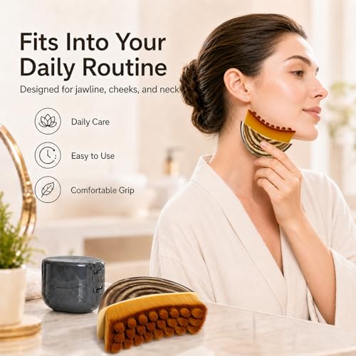 Lymphatic Contour Face Brush, Soft Gua Sha for Lymphatic Drainage Massager -Anti-Puffiness, Lift, Chin & Jawline Sculpting, Dry Face Brush for Ergonomically Designed to Fit The Skin Precisely