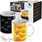 Magic Coffee Heat Sensitive Mug, Color Changing Smiley Faces Design Cup, 12 oz, By Chuzy Chef